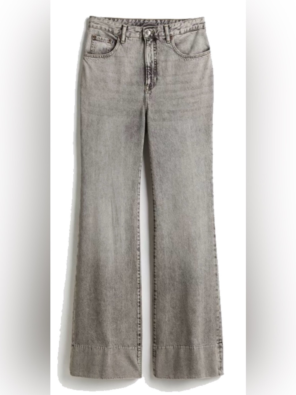 H&M studio 2024 Women's High-Waist Wide Leg Jeans in Light Gray